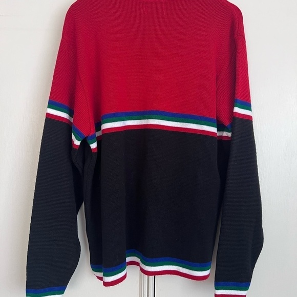 Vintage 90s Knit Striped Acrylic Sweater Size Large Academia Preppy Heritage - Picture 5 of 8